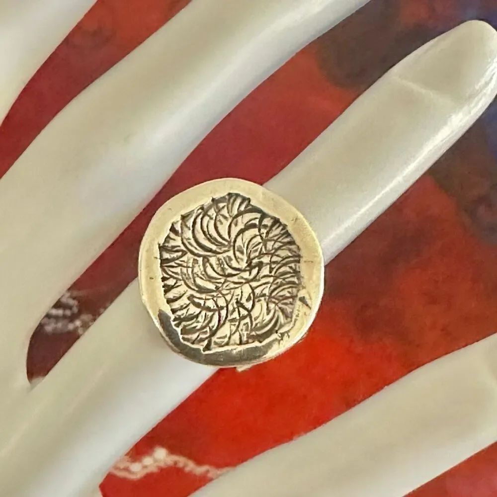 Sterling Silver Artisan Swirl Disk Ring